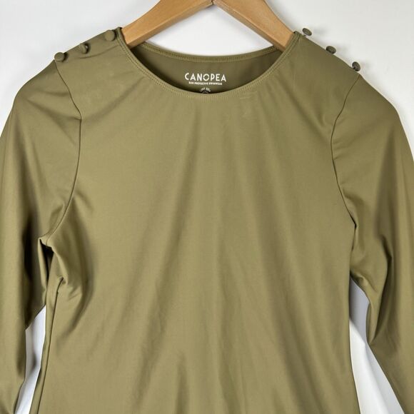 Canopea Swim Top Womens 6 Olive Green Long Sleeve UPF 50 Rash Guard Sustainable - Picture 2 of 12